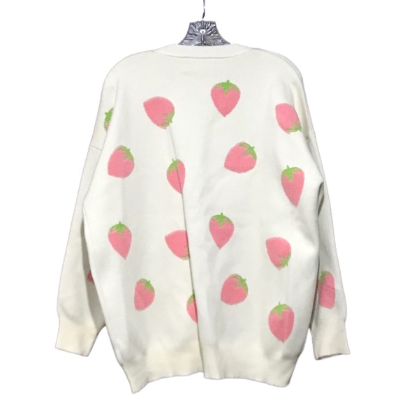 Strawberry Cardigan Sweater Cream Large Forever 21 - Picture 6 of 8